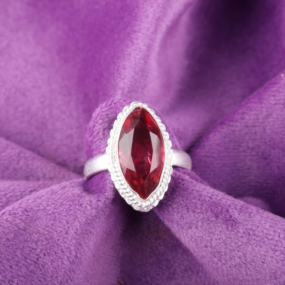 Handmade Pink Tourmaline Ring: 925 Sterling Silver Pink Gemstone Jewelry