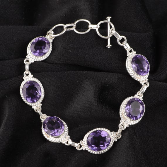 Handmade Iolite Bracelet: Sterling Silver Multi Gemstone Jewelry