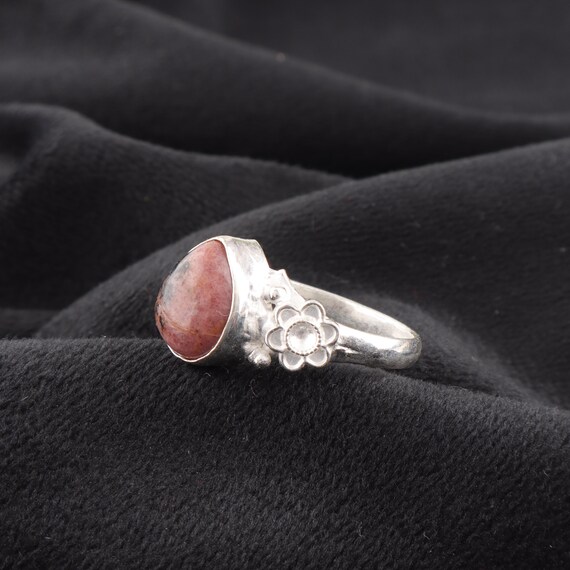Handmade Rhodonite Ring: 925 Sterling Silver Multi Gemstone Jewelry