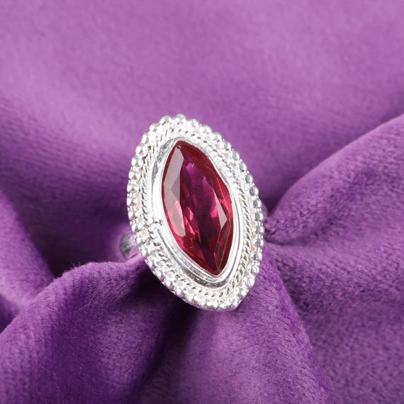 Handmade Pink Tourmaline Ring: 925 Sterling Silver Pink Gemstone Jewelry