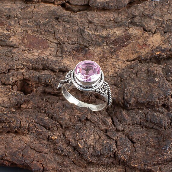 Handmade Morganite Ring: 925 Sterling Silver Pink Gemstone Jewelry