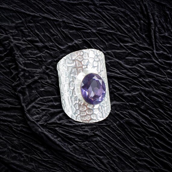 Handmade Iolite Ring: 925 Sterling Silver Purple Gemstone Jewelry