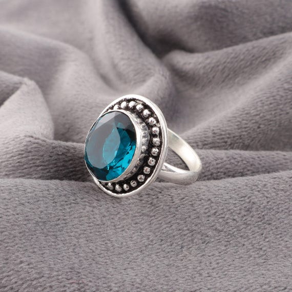 Handmade Apatite Ring: 925 Sterling Silver Blue Gemstone Jewelry