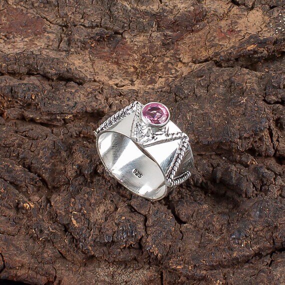 Handmade Morganite Ring: 925 Sterling Silver Pink Gemstone Jewelry