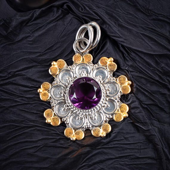 Handmade Amethyst Pendant: 925 Sterling Silver Gemstone Jewelry