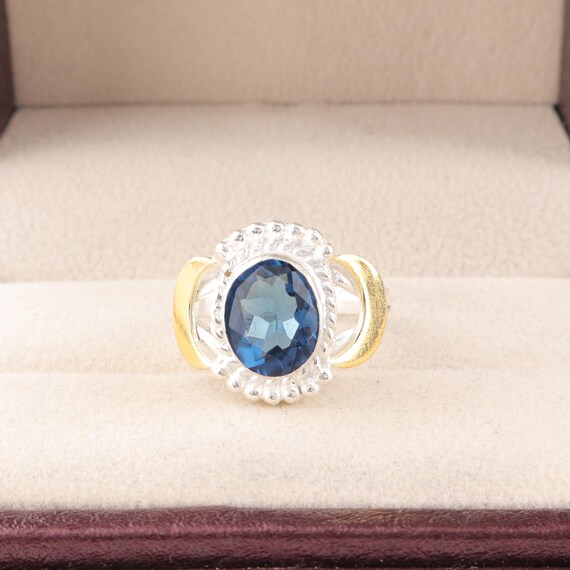 Handmade London Blue Topaz Ring: 925 Sterling Silver Blue Gemstone Jewelry