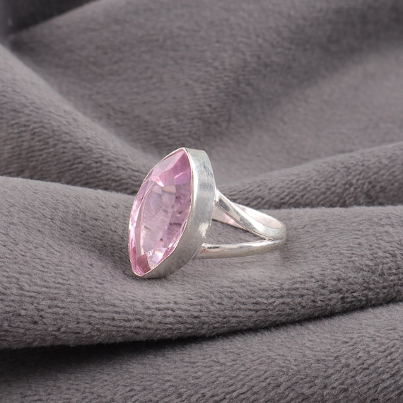 Handmade Morganite Ring: 925 Sterling Silver Pink Gemstone Jewelry