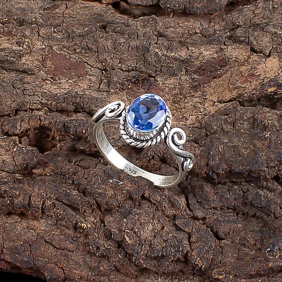 Handmade Tanzanite Ring: 925 Sterling Silver Blue Gemstone Jewelry