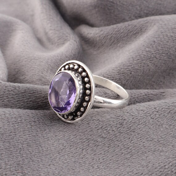 Handmade Iolite Ring: 925 Sterling Silver Purple Gemstone Jewelry