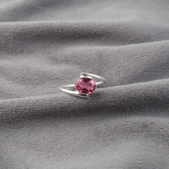 Handmade Pink Tourmaline Ring: 925 Sterling Silver Pink Gemstone Jewelry