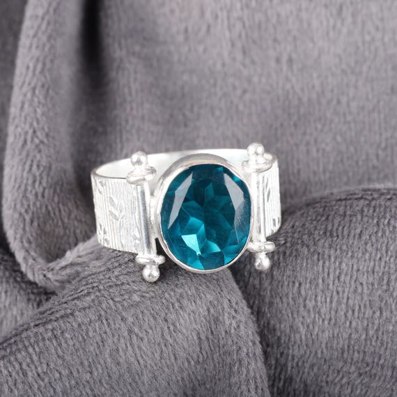 Handmade Apatite Ring: 925 Sterling Silver Blue Gemstone Jewelry