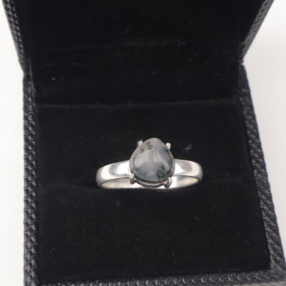 Handmade Moss Agate Ring: 925 Sterling Silver Green Gemstone Jewelry