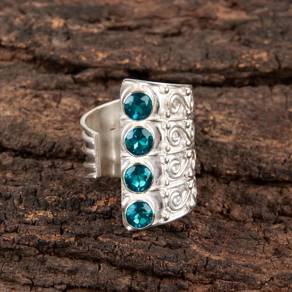 Handmade Apatite Ring: 925 Sterling Silver Blue Gemstone Jewelry