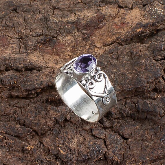 Handmade Iolite Ring: 925 Sterling Silver Purple Gemstone Jewelry