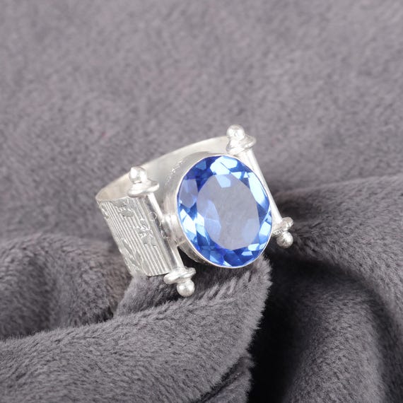 Handmade Tanzanite Ring: 925 Sterling Silver Blue Gemstone Jewelry