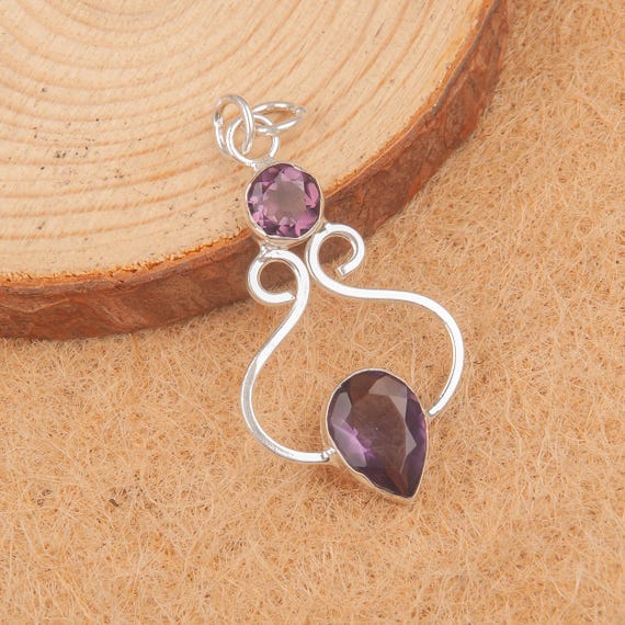 Handmade Amethyst Pendant: 925 Sterling Silver Gemstone Jewelry