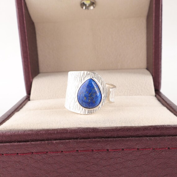 Handmade Lapis Lazuli Ring: 925 Sterling Silver Blue Gemstone Jewelry