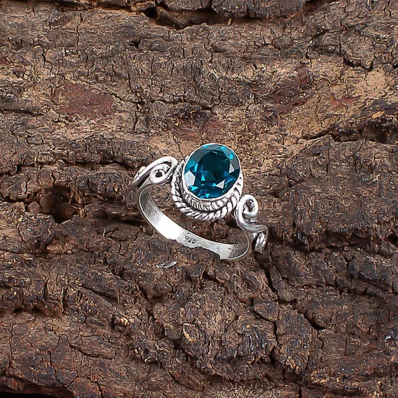 Handmade Apatite Ring: 925 Sterling Silver Blue Gemstone Jewelry