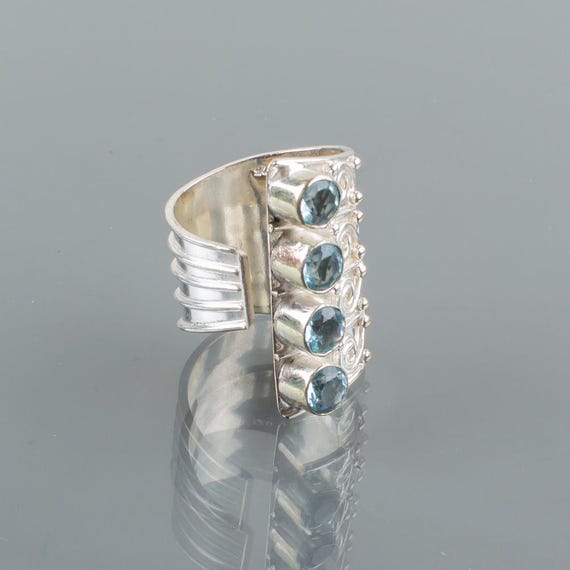 Handmade Sky Blue Topaz Ring: 925 Sterling Silver Blue Gemstone Jewelry