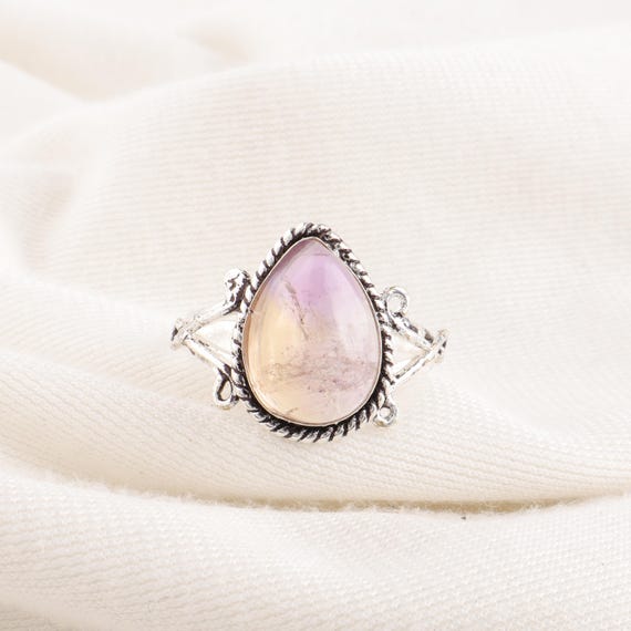 Handmade Ametrine Ring: 925 Sterling Silver Purple Gemstone Jewelry