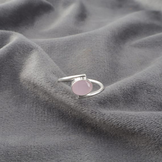 Handmade Rose Chalcedony Ring: 925 Sterling Silver Pink Gemstone Jewelry