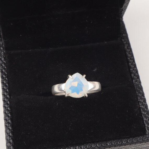 Handmade Milky Opal Ring: 925 Sterling Silver Black Gemstone Jewelry
