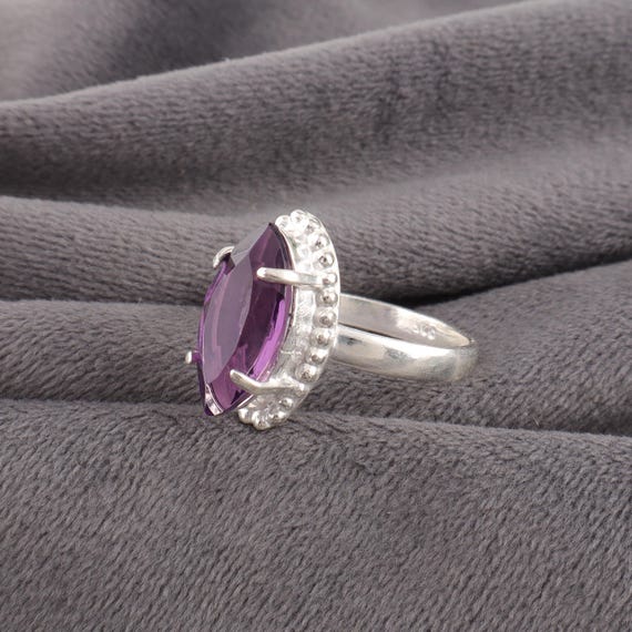 Handmade Iolite Ring: 925 Sterling Silver Purple Gemstone Jewelry