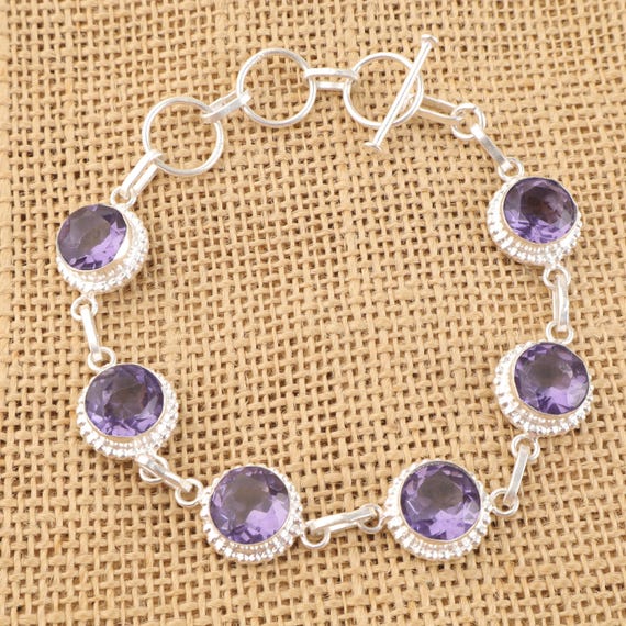 Handmade Iolite Bracelet: Sterling Silver Multi Gemstone Jewelry
