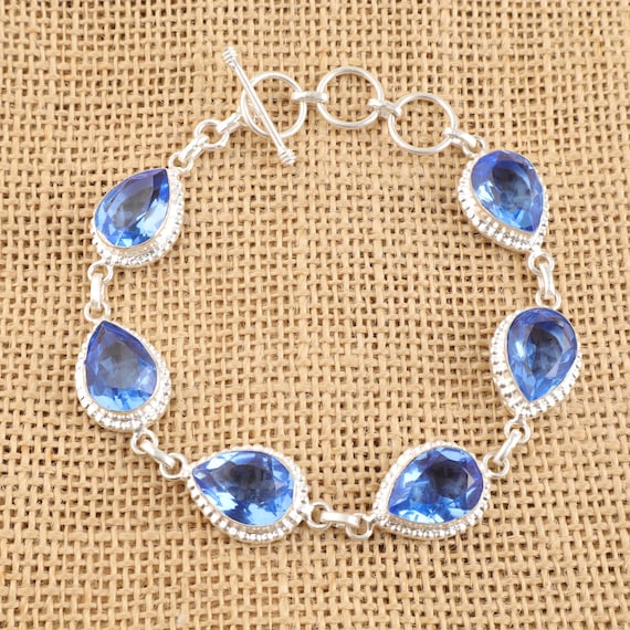 Handmade Tanzanite Bracelet: Sterling Silver Multi Gemstone Jewelry