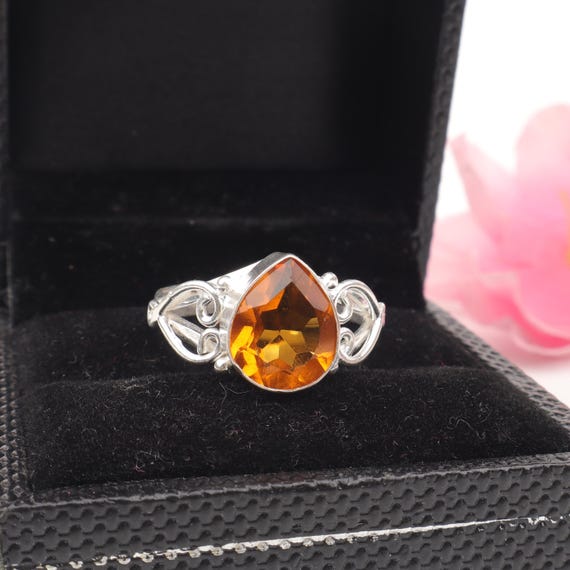 Handmade Citrine Ring: 925 Sterling Silver Yellow Gemstone Jewelry