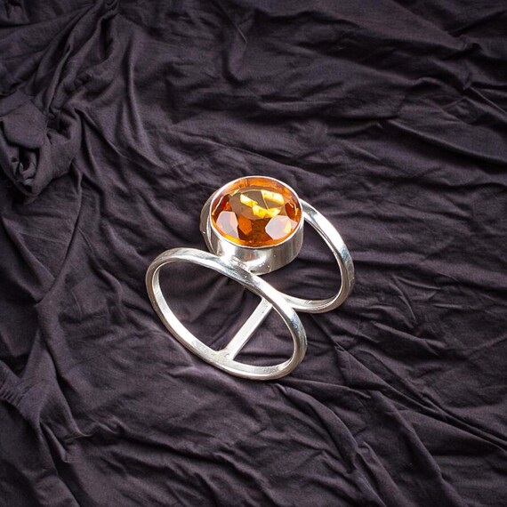 Handmade Citrine Ring: 925 Sterling Silver Yellow Gemstone Jewelry