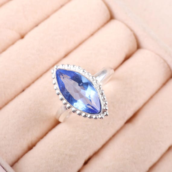 Handmade Tanzanite Ring: 925 Sterling Silver Blue Gemstone Jewelry