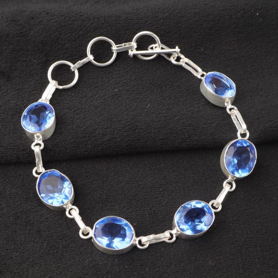 Handmade Tanzanite Bracelet: Sterling Silver Multi Gemstone Jewelry