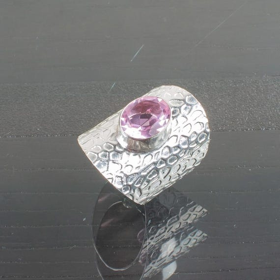 Handmade Morganite Ring: 925 Sterling Silver Pink Gemstone Jewelry