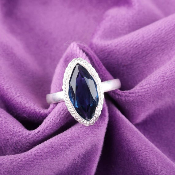 Handmade London Blue Topaz Ring: 925 Sterling Silver Blue Gemstone Jewelry
