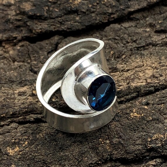 Handmade London Blue Topaz Ring: 925 Sterling Silver Blue Gemstone Jewelry
