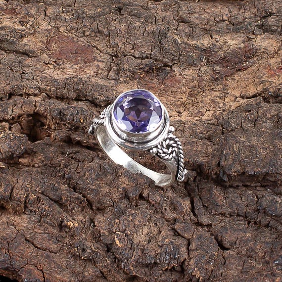 Handmade Iolite Ring: 925 Sterling Silver Purple Gemstone Jewelry