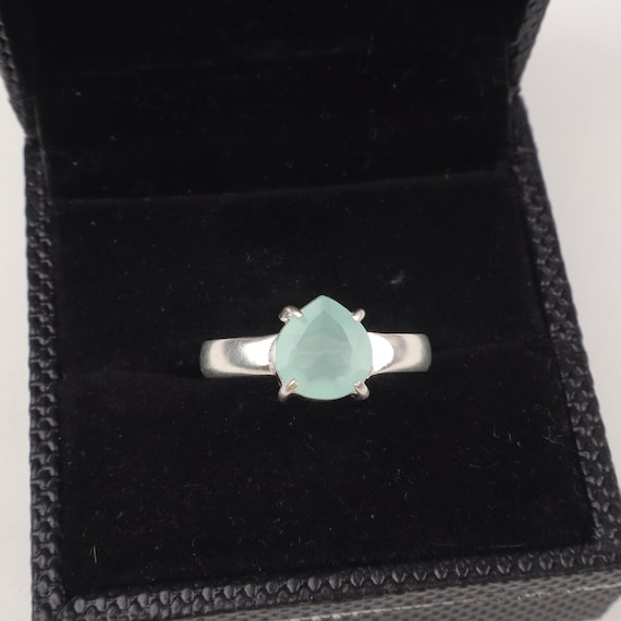 Handmade Aqua Chalcedony Ring: 925 Sterling Silver Pink Gemstone Jewelry