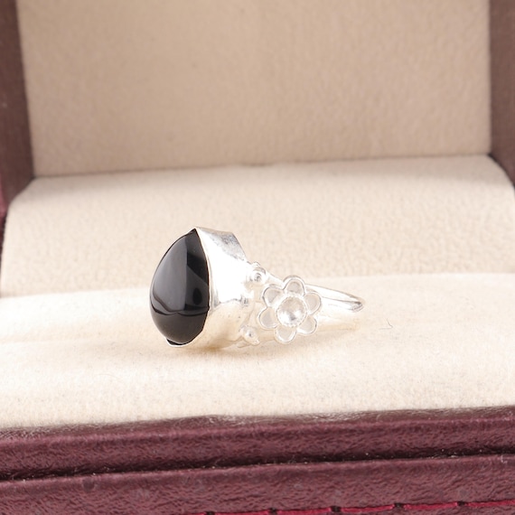 Handmade Black Tourmaline Ring: 925 Sterling Silver Black Gemstone Jewelry