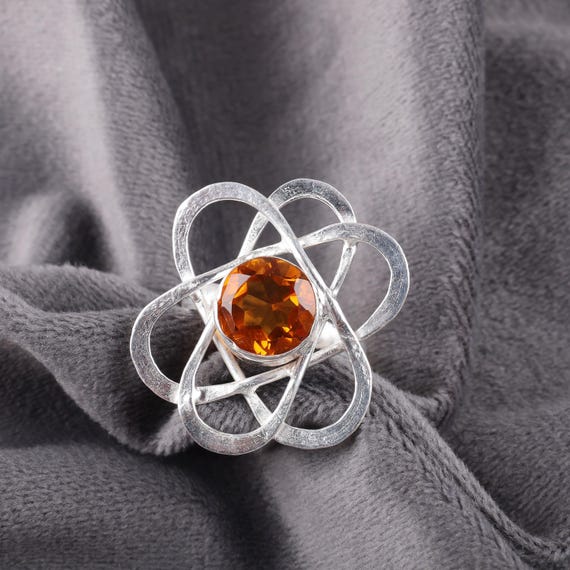 Handmade Citrine Ring: 925 Sterling Silver Yellow Gemstone Jewelry