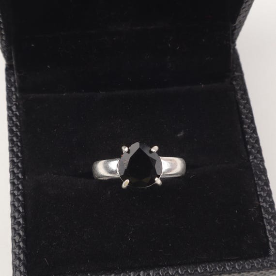 Handmade Black Onyx Ring: 925 Sterling Silver Black Gemstone Jewelry