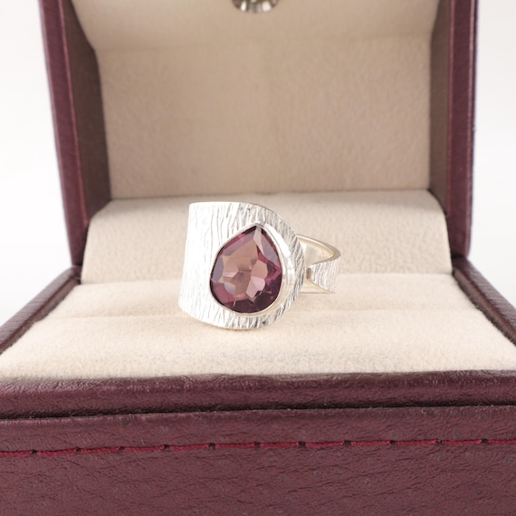 Handmade Rhodolite Ring: 925 Sterling Silver Pink Gemstone Jewelry
