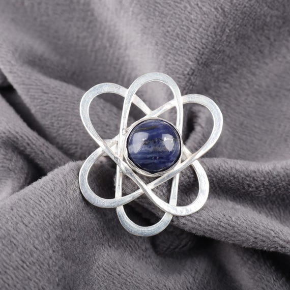 Handmade Sodalite Ring: 925 Sterling Silver Fire Gemstone Jewelry