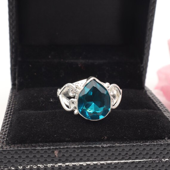 Handmade Apatite Ring: 925 Sterling Silver Blue Gemstone Jewelry