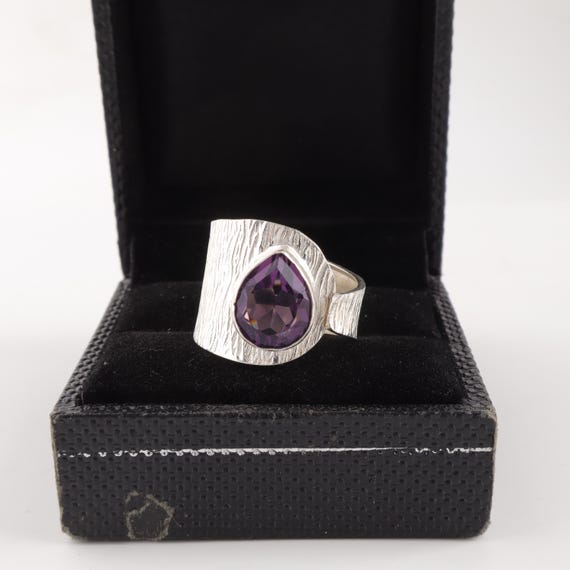 Handmade Amethyst Ring: 925 Sterling Silver Purple Gemstone Jewelry