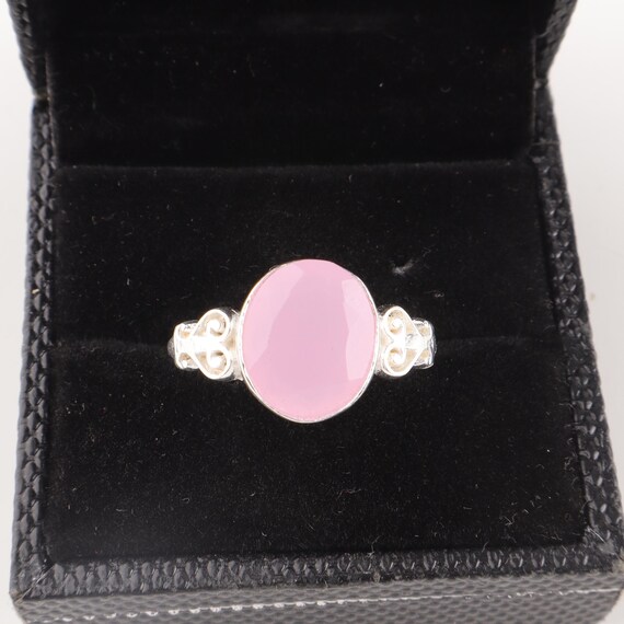 Handmade Rose Chalcedony Ring: 925 Sterling Silver Pink Gemstone Jewelry
