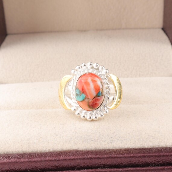 Handmade Spiny Oyster Ring: 925 Sterling Silver Gemstone Jewelry