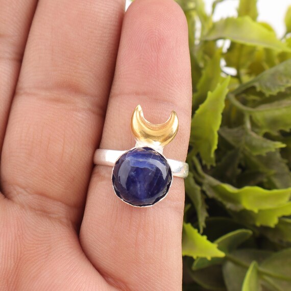 Handmade Sodalite Ring: 925 Sterling Silver Fire Gemstone Jewelry