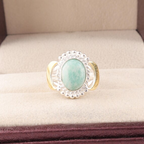 Handmade Amazonite Ring: 925 Sterling Silver Blue Gemstone Jewelry