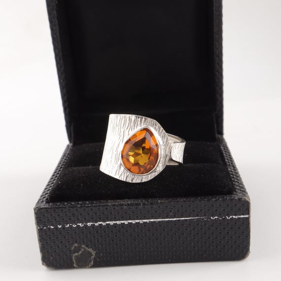 Handmade Citrine Ring: 925 Sterling Silver Yellow Gemstone Jewelry